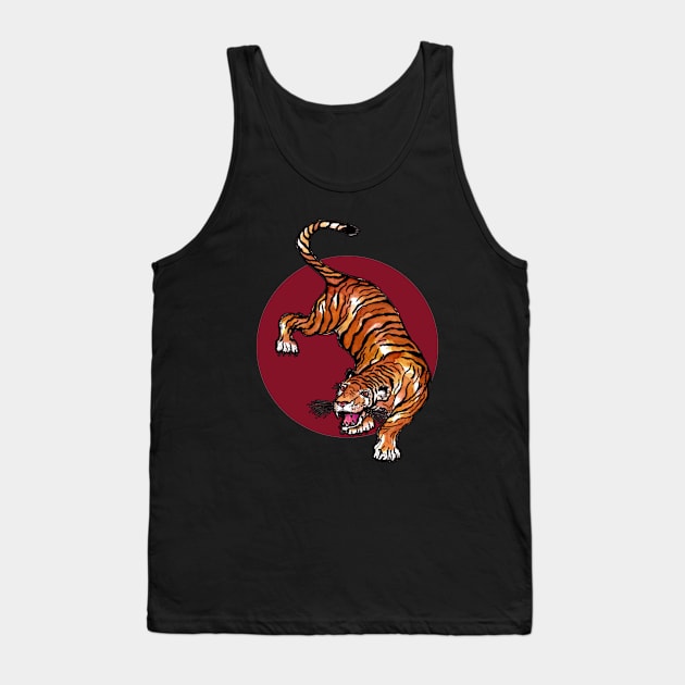 Tiger Red Circle Tank Top by ZeichenbloQ